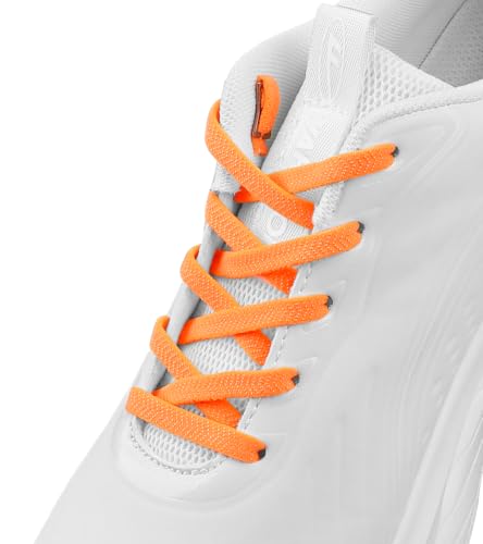 Teskyer Elastic Shoe Laces, No Tie Shoelaces for Sneakers, 2 Pairs - color: Orange