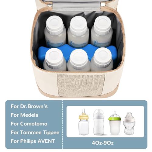 Mancro Double Layer Breast Milk Cooler Bag Fits 6 Bottles Up to 9 Ounces - color: Sage Green