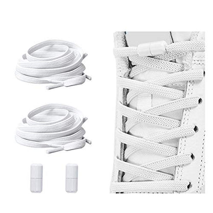 No Tie Shoelaces, Elastic Shoelaces for Adults/Kids，Elastic No Tie Shoe Laces - color: White
