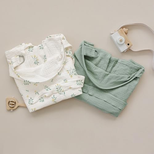 Konssy 2-Pack Muslin Nursing Cover Up for Breastfeeding Mom with Rigid Hoop - color: Green,Leafy