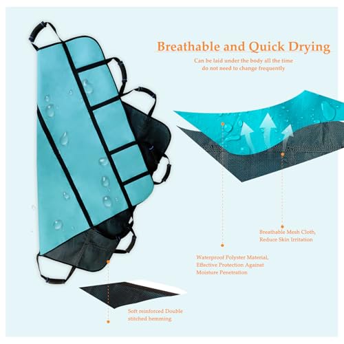 Patient Positioning Bed Pads with Reinforced Handles–48" x 40" Washable & Reusable Transfer Sheets, Draw Sheets for Elderly Care, Turning, Lifting & Repositioning - color: 01blue-48*40"
