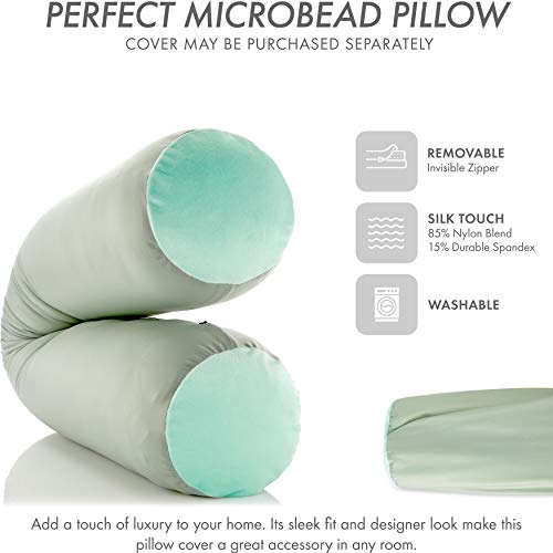 Microbead Body Pillow, Side Sleeping & Pregnancy, 48x8 in, Cadet Grey - color: Cadet Grey, size: Pillow & Cover