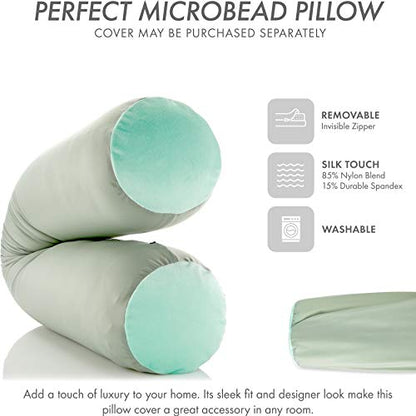 Microbead Body Pillow, Side Sleeping & Pregnancy, 48x8 in, Cadet Grey - color: Cadet Grey, size: Pillow & Cover