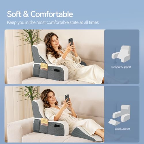 Kayfia Reading Pillow, Gel Memory Foam Back Rest Pillow, 19", White - color: White, size: Standard(19'')