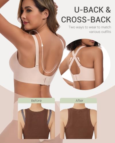 Vinfact Pumping Bra Hands Free-No Underwire Full Coverage Seamless Every Day Bra Holding & Breast Pump Bra - color: Beige, size: Medium