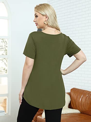 BELAROI Women Plus Size Tops V-Neck Tunics Shirts - color: Army Green, size: Medium