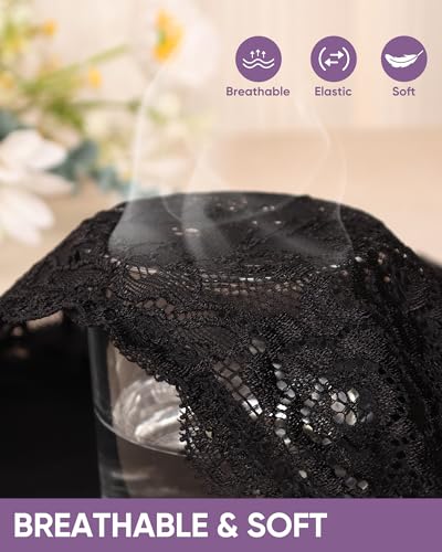 Women's High Waisted Underwear Lace Panties Full Coverage 4 Pack - color: Black, size: XX-Large
