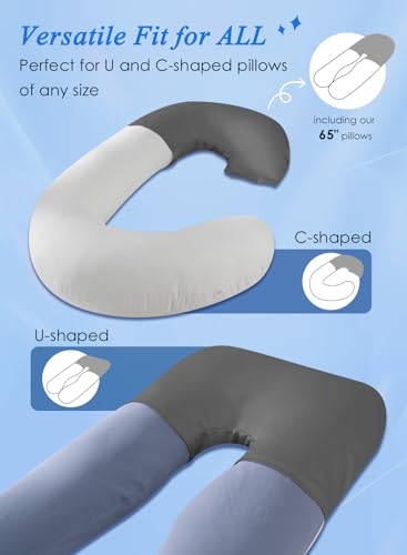 QUEEN ROSE Pregnancy Pillow Cover, Satin Cooling Pillowcase, Dark Grey - color: Dark Grey