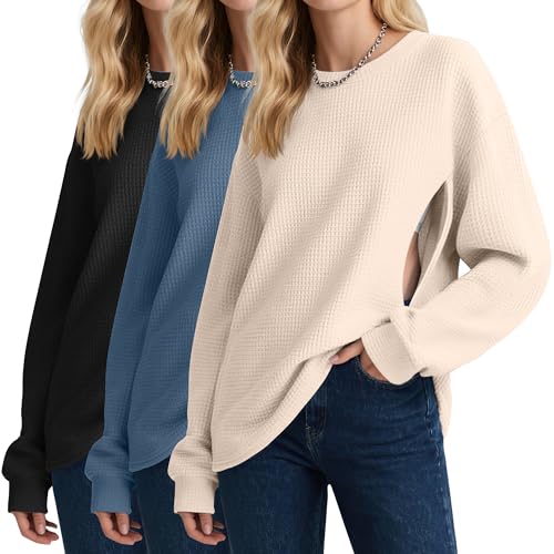 Oakgarden 3 Pack Women's Oversized Nursing Tops - color: Cream White, Haze Blue, Black, size: Small