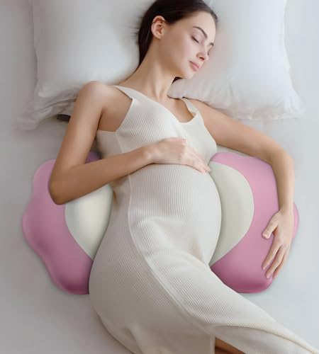 Memory Foam Pregnancy Pillow Cooling Maternity Pillow for Belly Support - color: Pink