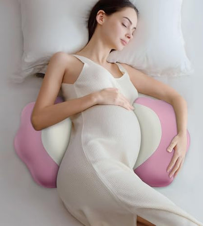 Memory Foam Pregnancy Pillow Cooling Maternity Pillow for Belly Support - color: Pink