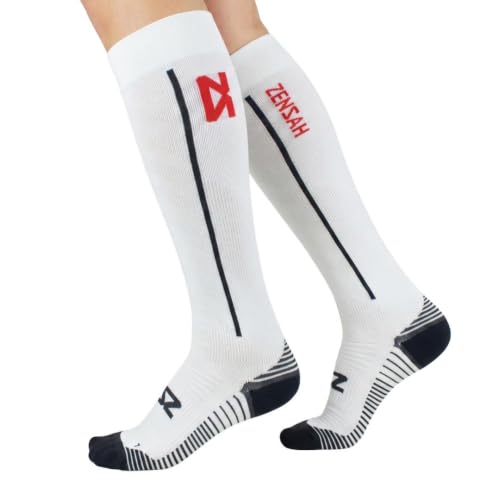Zensah Featherweight Compression Socks for Women & Men - color: White, size: Medium