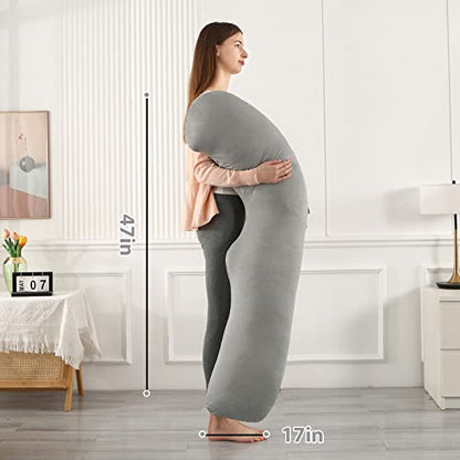 BATTOP Pregnancy Pillows for Sleeping,Maternity Pillow with Cooling Cover,Support for Belly,Hips, Legs,Pregnancy Must Haves,Side Sleeper Body Pillow - color: Cooling-grey