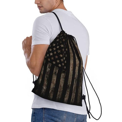 Gianlaima Drawstring Backpack Gym draw string bag For Men Women - color: Black7