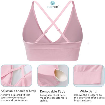 Women's V Neck Sports Bras, Adjustable Seamless Wireless Padded Bralettes - color: Black Pink Navy-blue 3 Pack, size: X-Large