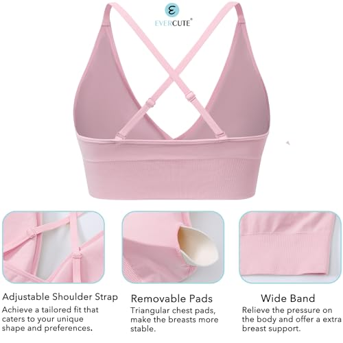 Women's V Neck Sports Bras, Adjustable Seamless Wireless Padded Bralettes - color: Black Pink Navy-blue 3 Pack, size: Large