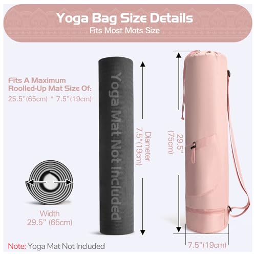 Yoga Mat Bag, Yoga Bag with Adjustable Strap and Pockets - color: Green