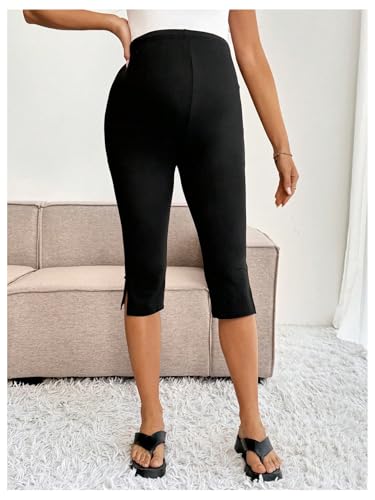 Milumia Women's Maternity Capri Leggings Side Split Pregnancy Cropped Pants - size: X-Large