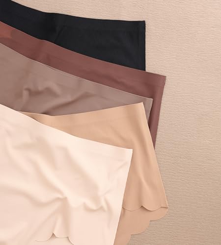 SHARICCA Seamless Underwear for Women Silk High Waisted Cheeky Panties Pack - color: 5p - Brown, size: Small