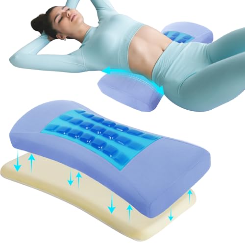 Lumbar Support Pillow for Bed Relief Lower Back Pain with Cooling Gel: Sciatica Lower Back Pillow for Sleeping-Memory Foam Waist Pillow for Side/Back/Stomach Sleepers-Bed Rest Pillow for Car, Sofa - color: Gray-thick