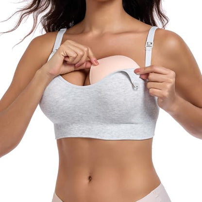 Women Seamless Nursing Bra 3 Pack Maternity Bra Breastfeeding - color: Skin/White/Grey, size: X-Large