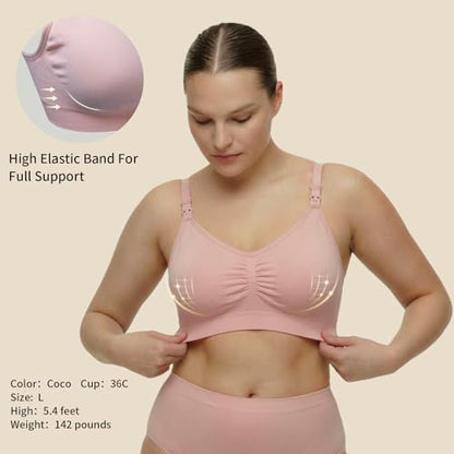 Under Control Nursing Bra 4-Pack - Wireless Maternity & Sleep Bra with Removable Pads - Comfortable Breastfeeding Bra (S-2XL) - color: Black/Coco/White/Coco, size: Small