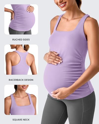 G4Free BareFeel Maternity Tank Tops with Removable Pads Pregnancy Clothes - color: Light Purple, size: Medium