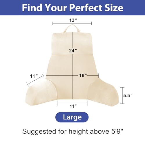 IPYNBAP Back Pillow for Bed Sitting up, Reading Pillow, 24 Inch, Beige - color: Beige, size: Large(24inch)