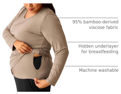 Kindred Bravely Everyday Nursing & Maternity Long Sleeve T-Shirt - color: Wheat, size: Medium