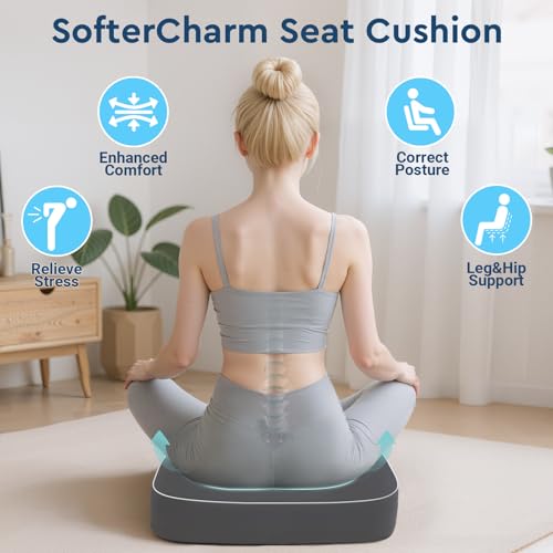 Seat Cushion, Memory Foam Office Chair Cushion, Gray, X-Large - color: Gray, size: X-Large