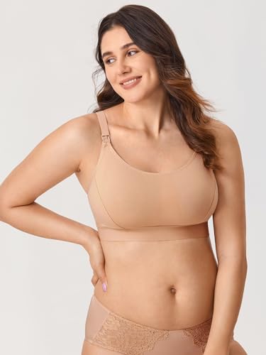 Gratlin Cotton Nursing Bra for Breastfeeding - color: Natural, size: 5X-Large