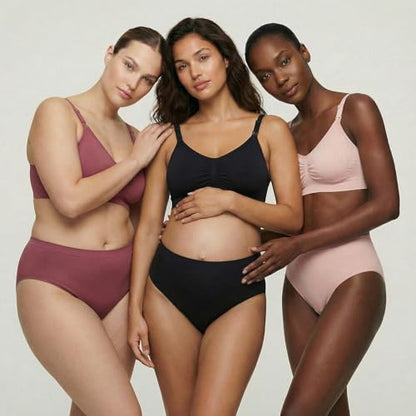 Under Control Nursing Bra 4-Pack - Wireless Maternity & Sleep Bra with Removable Pads - Comfortable Breastfeeding Bra (S-2XL) - color: Black/Coco/Black/Burg Mist, size: Large