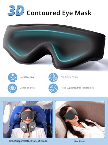 Inspireyes Travel Neck Pillow Seat Strap System, Long Flight Stable Support - color: Light Grey