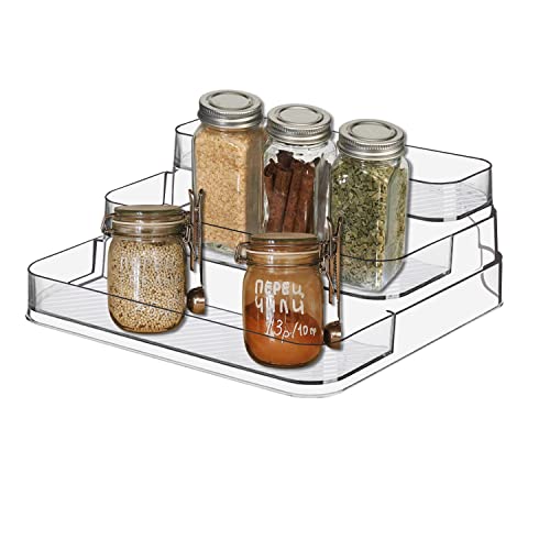 Acrylic Spice Rack, No Assembly Clear 3 Tier Condiment Bottle Shelf Vanity Organizer for Cabinet Kitchen Bathroom (1pcs) - size: 1pcs