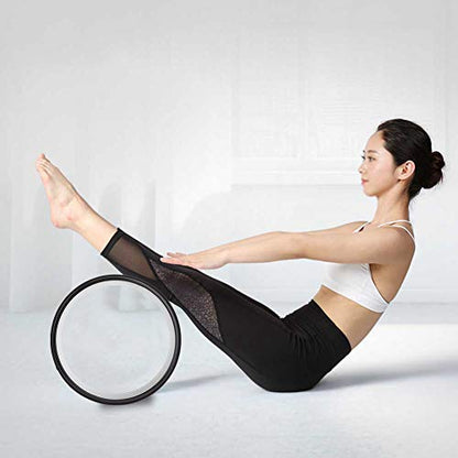 Cryfokt Yoga Wheel, High Density PU Roller for Back Pain Relief - color: Black inner ring