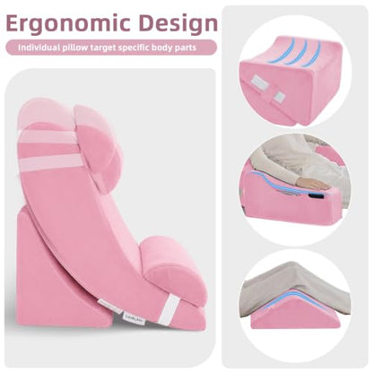 Wedge Pillow Set for After Surgery,Pink,9PCS-23.2" - color: Pink, size: 9PCS-23.2''