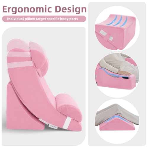 Wedge Pillow Set for After Surgery,Pink,9PCS-23.2" - color: Pink, size: 9PCS-23.2''
