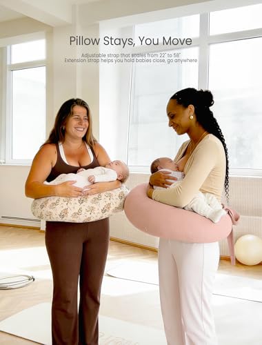 lulumoon Muslin Nursing Pillow Covers: Adjustable Strap for Stable Support - color: SkinpinkOrangeflower