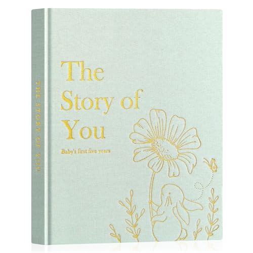 Lanpn Baby Memory Book for Boy Girl - The Story of You, Newborn Babys Book Keepsake Photo Album for New Parents, Linen Cover Baby First 5 Year Milestone Journal Scrapbook (Sage Green, 154 Pages) - color: Sage Green