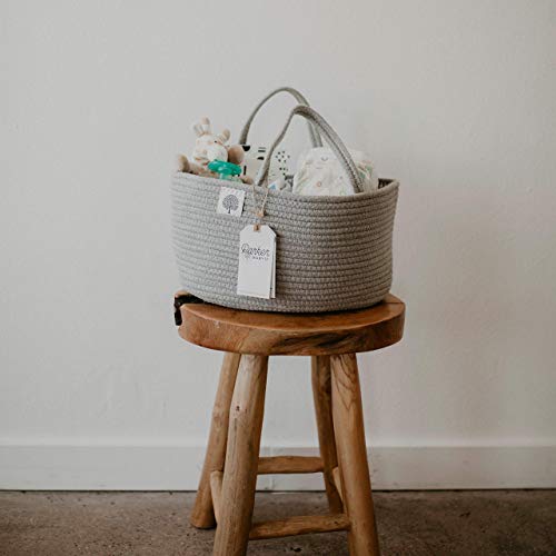 Parker Baby Co. Soft Rope Diaper Caddy Organizer for Nursery & Car - Gray - color: Gray
