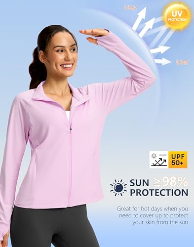 G Gradual Women's Sun Protection Lightweight Athletic Jacket Zip Up Jacket - color: Pink, size: X-Small