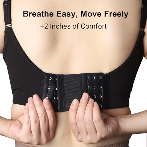 4 Hook Bra Extenders for women, Adjustable 4 hook Plus Size Bra Extender (3/4" Spacing) - color: Black