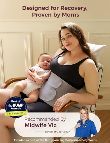 Momcozy Ergowrap Petite Belly Binder, 3D Lifting & Ergonest Back Support - color: 9" / Gray, size: X-Large