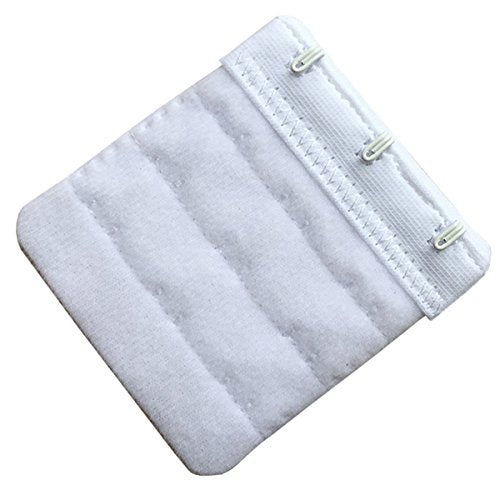 Women Pack of 3 Soft Comfortable 3 Hooks Bra Extender,2.4"x 2.3" - color: White, 3/4 Inch Spacing