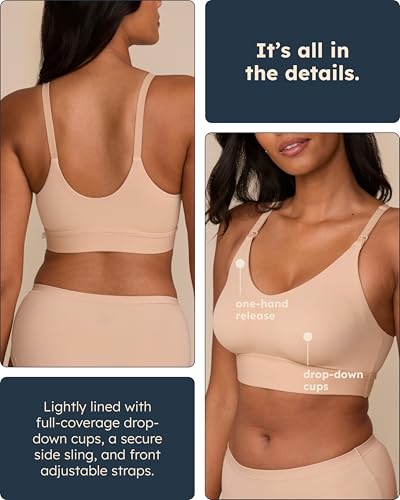 Harper Wilde Bliss Nursing Bralette, Maternity Bra for Women - color: Beige, size: Medium