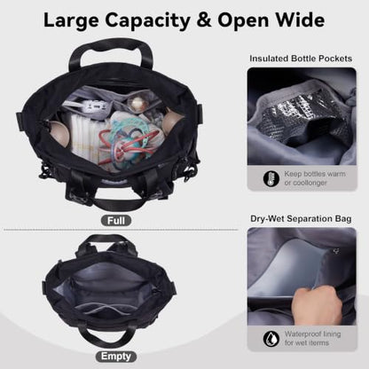 Diaper Bag Backpack Ultra-Lightweight Baby Diaper Bag (Black) - color: Black