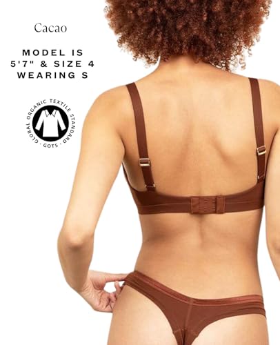 KNICKEY Subset Women's Organic Cotton Low-Rise Thong, Underwear, Single - color: Cacao, size: XX-Small