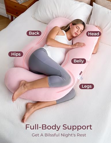 Momcozy Pregnancy Pillow for Sleeping - U Shaped Full Body Maternity Pillow - color: Pink