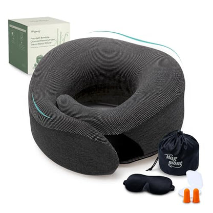 Travel Neck Pillow for Airplanes, 360° Chin Support, Deep Gray - color: Deep Gray
