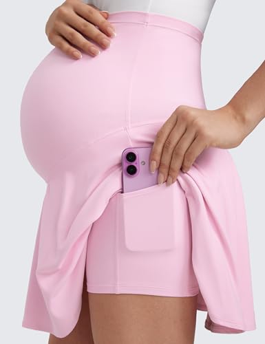 CRZ YOGA Maternity Flowy Tennis Skirts - color: Pink Peony, size: Medium